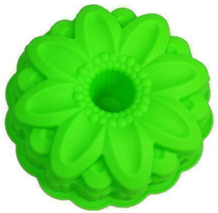 Moule à kouglof en silicone en forme de fleur (vert) - Moule en silicone - Moule à kouglof - Moule à gâteau en silicone - Moule à pain - Moule à fond de fruits - Gâteau en marbre