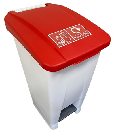 Chabrias Ltd 60 Litre Red & Plastic/Cans Logo Step On Pedal Bin for Schools, Medical, and Waste Management Nestable Plastic Bin with Wheels and Handle