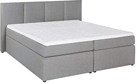 Furniture for Friends Möbelfreude Doluna Boxspringbett Kaz Hellgrau 200x220 cm H2 inkl. Visco-Topper, Taschenfederkern-Matratze