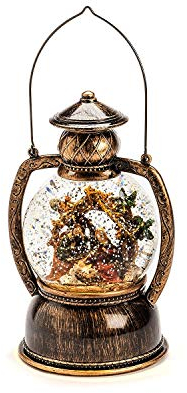 Konstsmide LED Kugellaterne Weihnachtskrippe, mit 5h Timer, wassergefüllt, warm weiß, batteriebetrieben, Innen - 3499-000, Bunt