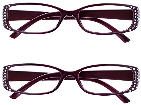 The Reading Glasses Company Black & Purple Diamonte Style Readers Value 2 Pack Designer Style Womens Ladies RR93-5 +3.50