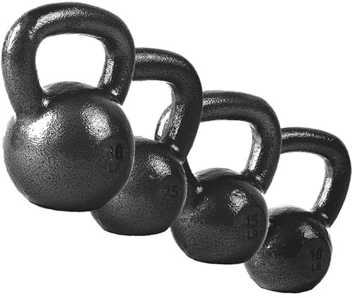 CAP 80 LB Cast Iron Kettlebell Set, 10/15/25/30 LB, Black