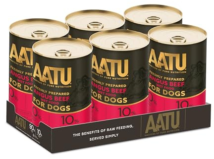 AATU 90/10 Cibo umido per cani in scatola - Angus Beef (6x400g) - Ricetta senza cereali - Senza ingredienti artificiali - Ottimo per un'alimentazione a bassa manutenzione