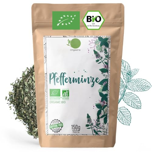 ORIGEENS ORGANIC PEPPERMINT LEAVES 150g | Torkad mynta för iste och matlagning | Örtteer i bulk