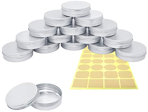 PUDSIRN Bocaux en Aluminium de 16 pièces avec couvercles à vis, boîtes de Conserve Rondes en Aluminium de 100 ML pour baume à lèvres, Lotion, crème, Masques, Bougies, Bricolage