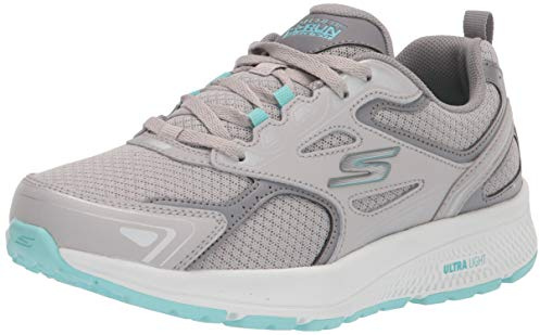 Skechers Women's Go Run Consistent Sneaker, Gray/Turquoise, 10 Wide