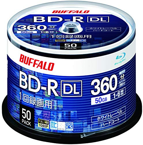 (Amazon.co.jp Exclusive) Buffalo RO-BR50V-050PW/N Blu-ray Disc BD-R DL Single Recording, 50 Sheets, 50 Sheets, Single Side, 2 Layer, 1-6 Time, Daiga Operation Confirmed