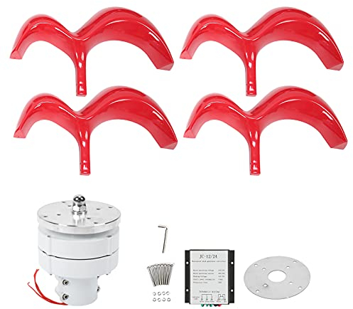 Eujgoov 4-Blatt-Windgenerator DT‑HL‑400W Vertikale Windkraftanlage mit Kürbisreifen, Wechselstrom-Permanentmagnetgenerator(24V)