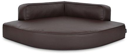 Mypado Eck Hundebett, Hundekissen, Hundesofa, Kunstleder BRAUN, auch orthopädisch dreieckig