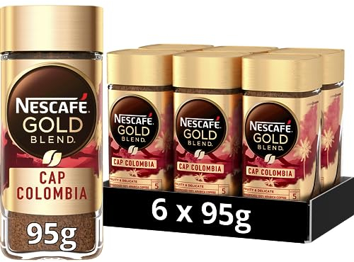 NESCAFÉ Cap Colombia Instant Coffee, Light Roasted 100 Percent Arabica Single Origin Premium Instant Colombian Coffee, 95g (Pack of 6)