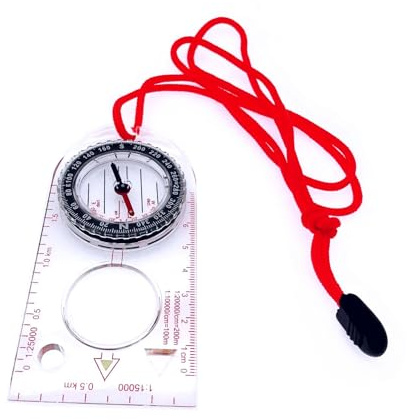 JZK Compass pointed North for orienteering, Navigation Compass with Magnifying glass and map scale for Camping, Orienteering Compass with lanyard, map reading compass