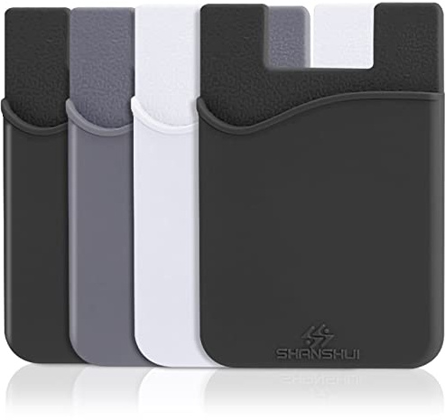 SHANSHUI 4-in-1 Phone Card Holder: Premium Silicone Wallet for ID, Drivers License, Credit Cards - Fits All Mobile Phones