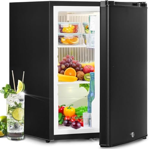 SMETA Camping Fridge 12v 240v, Campervan Refrigerator with Lock for Caravan, Van, RV, Motorhome, Office, Dorm, Hotel | Reversible Door | Quiet | Black | 53L