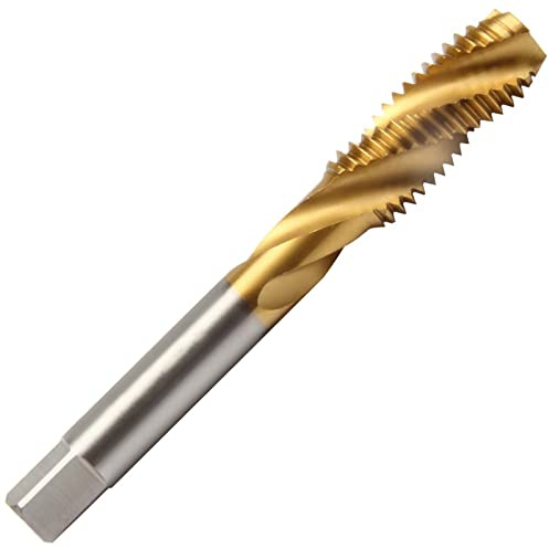 Aceteel Taraud à cannelure spirale M14 x 1,25 avec revêtement en titane, taraud à filetage hélicoïdal HSS avec revêtement en étain M14 x 1,25