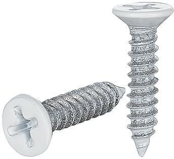 JQK #8 x 3/4 White Wood Screw, Flat Head Phillips Wood Screw 18-8 S/S Electroplating White Stainless Steel, #8 x 3/4-Inch, 100-Piece, SBW4220-P100