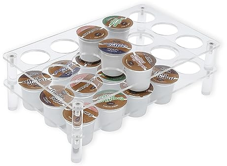 Baoswi Porta cialde da caffè in acrilico, design a 2 livelli, supporto trasparente per tazza K, organizer per cialde da caffè, organizer per cassetti per tazza K, adatto per la maggior parte delle