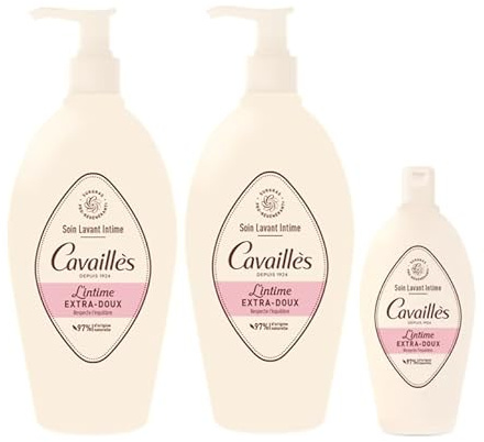 ROGÉ CAVAILLÈS | Intimwaschpflege Extra mild | Intimbereich respektiert und geschützt - Natürliche Formel | Reinigt sanft & Schützt das Gleichgewicht im Intimbereich | 2x500ml+1x100 ml)