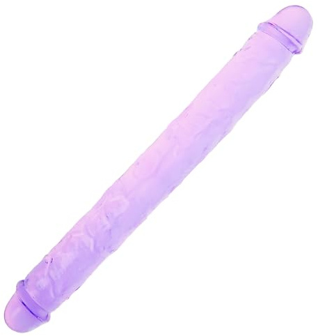 18.1 * 1.7 Inches Double Dildo Crystal Jelly Realistic Anal Long Dildo Penis Soft and Flexible with Veins and Glans Adult Sex Toys for Women/Men/Lesbian Purple