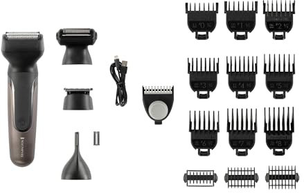 Remington ONE 18-in-1 Total Body Multi-Groomer for Men & Women (Body Hair Trimmer, 38mm Blade for Hair & Beard, Foil Shaver, Nose & Ear, 14 Combs, USB, Waterproof, Cordless, 60-Minute Run Time) PG780