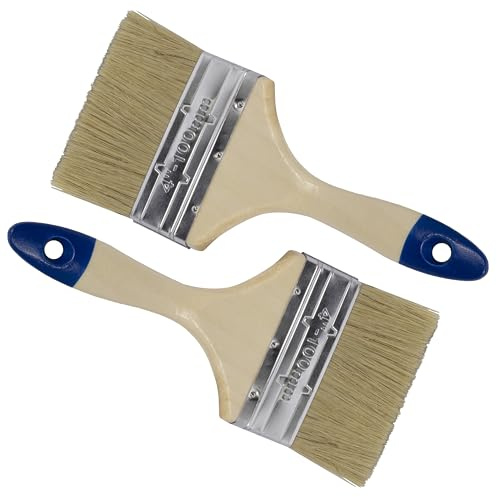 AERZETIX - C68525 - Lot de 2 Pinceaux Plats 236x100x51 mm - Manche en Bois - pour Peinture Colle Verni - Outil à Peindre rénovation bâtiment