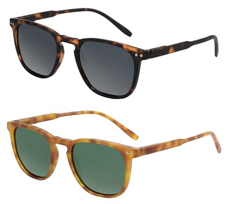 ZENOTTIC Polarized Sunglasses for Women Men: Retro Shades Round | Square Frame UV Protection 2 Pack