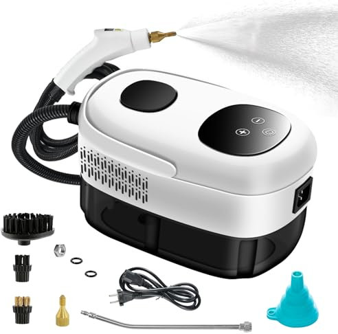 Frescoinder Handheld Steam Cleaner, 15sec Heat-up Deep Cleaning Steamer for Home Car, 6-Level Temp, 2500W Portable Steam Shot Machine with 37oz Water Tank, for Kitchen Bathroom Grout Furniture