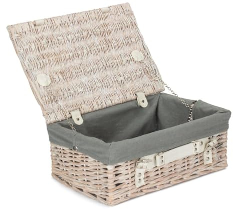 Red Hamper 35 cm weißer Picknickkorb mit grauem Futter