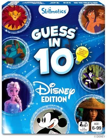 Skillmatics Guess in 10 Disney, Card Game for Girls, Boys, Kids, Teens, Adults Who Love Cinderella, Mickey Mouse, Moana, Travel Toy, Screen-Free Fun, Gifts for Ages 6, 7, 8, 9 and Up