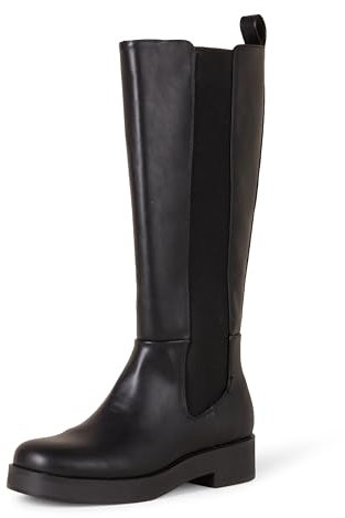 Amazon Essentials Stivali Alti con Soffietto Donna, Nero, 41 EU