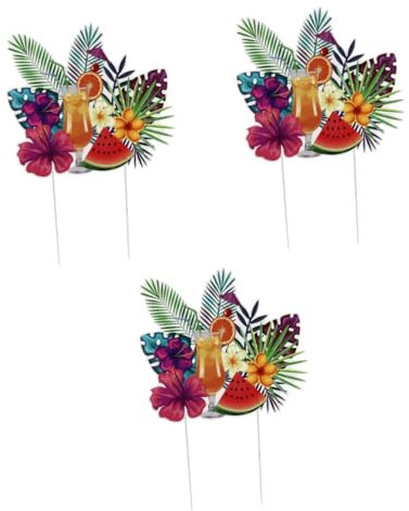 Sosoport 3 Stk Hawaiischer Schnitt kollegen geschenke hawaii party dekoration Mikrolandschaftspfähle Tiki Luau-Zeichen kuchen Flagge hawaiianisches Partyschild hawaiianische Partyzeichen