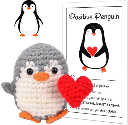 Pipihome Mini Pinguin Ich Liebe Dich Geschenk, Pocket Hug, Partner Geschenke Pärchen für Frauen Männer, Valentinstag, Hochzeitstag, Geburtstag