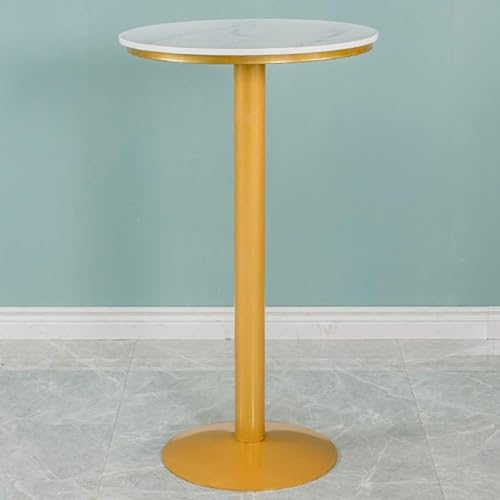 DMCHENGMA Moderner Bartisch mit Marmorplatte, Esstisch in Höhe, stilvoller Arbeitstisch für das Heimbüro, mit goldfarbenem Metall-Eisen-Stabilfuß, multifunktionaler Kleiner hoher Tisch(Size:55x95cm)