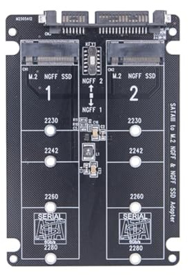 Qhpnunhq Adattatore doppio NGFF a SATA 2 porte M.2 SATA SSD B Key a SATA3.0 6 Gbps convertitore per 2230 2242 2260 2280 M2 SSD per PC