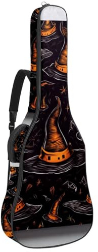 Bassgitarrentasche, 101,6 cm, 101,6 cm, doppelter verstellbarer Schultergurt, Akustikgitarre, Gigbag, Gitarrenkoffer, wasserdichtes Oxford-Gewebe, dicker Schwamm, Halloween-Hexenhüte 35,