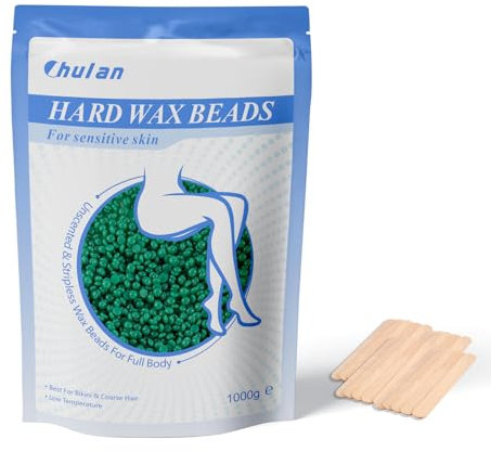 Chulan 1000g Waxing Perlen zur Wachs Haarentfernung, Wachsperlen für Sensible Haut Haarentfernung, ohne Wachsstreifen Heißwachs Wax Perlen Brazilian Wachsperlen für Bikinizone, Brust, Gesicht, Achseln
