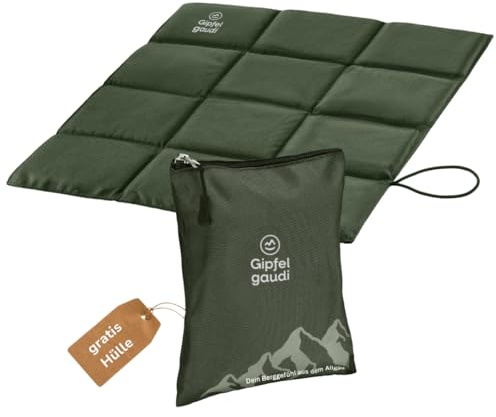 Gipfelgaudi Outdoor Sitzkissen faltbar (Schwarz) inkl. Tasche I Ultraleichtes & faltbares Sitzkissen für Unterwegs I Wetterfeste Sitzunterlage Outdoor I Stadion Sitzunterlage (Beige/Khaki)
