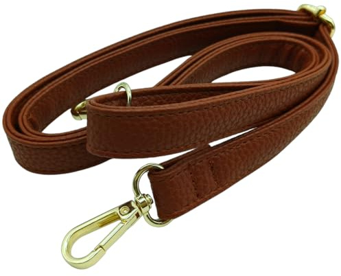 Keriocusi PU Lederriemen für Tasche Dunkelbraun, Verstellbarer Damen Taschengurte mit Karabiner Gold, 80-125 cm Tragegurt Tasche für Damen, Crossbody Gurt, 2.5cm, 1812