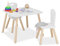 Relaxdays Kindersitzgruppe, 3-TLG, Kindertisch mit 2 Stühlen, Mädchen & Jungen, Sitzecke fürs Kinderzimmer, weiß/Natur