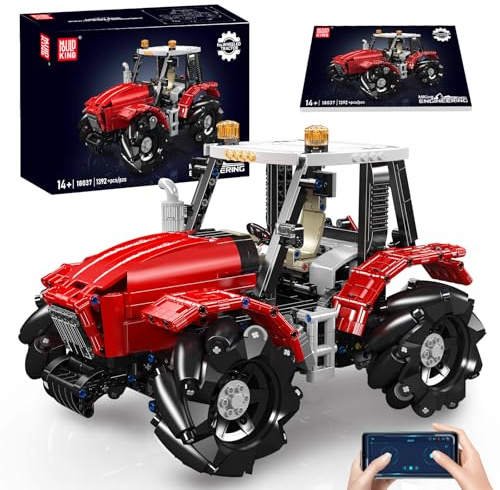 Mould King 18037 Technik Traktor Bausteine, MOC Elektrisch Agrarfahrzeug STEM Klemmbausteine Modellbausatz Für Technologie Landmaschinenliebhaber Eignet (1392 Teile)