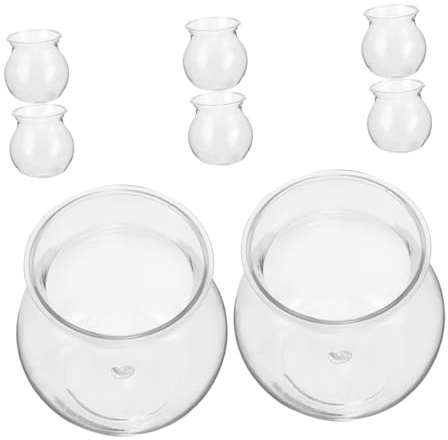 Happyyami Pot de Fleurs Transparent à Bulles en Plastique Incassable pour Plantes Grasses, Micro-Aquarium Décoratif 8 Pièces, pour Bureau ou Étagère