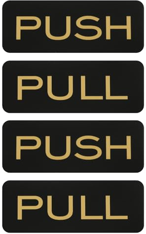 PATIKIL 2Set Etichette Segnaletiche Porte Push Pull, 2x4.7in Etichette Segnaletiche Push e Pull Piastra Acrilica Verticale Autoadesiva per Porte Vetro Negozio, Rettangolare, Nero Oro | Etichette Segnaletiche Push e Pull Piastra Acrilica Verticale Autoadesiva, per Porte Vetro Negozio, Rettangolare, Autoadesiva