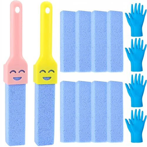Bimsstein Toilette Bimsstein Toilettenreiniger Pumie Reinigungsstein Cleaning Block WC Putzstein Urinsteinentferner mit 2 Griff Pumice Stone für Toilette Bad Waschbecken Blau 8 Stück