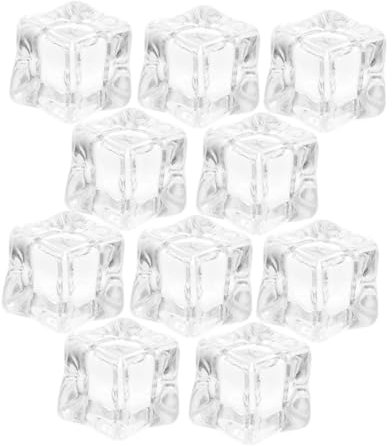 Sosoport 50pcs Acrylic Fake Ice Cubes 15mm Reusable Artificial Ice for Photography Props Wedding Decoration Vase Fillers
