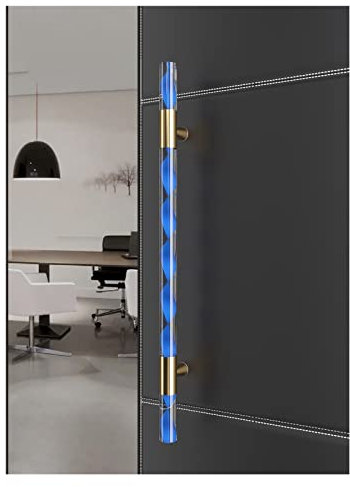GLETSF Maniglia per Porta Scorrevole in Vetro Alta 23/31/39/47 Pollici, Maniglia A Spinta per Porta Interna Ed Esterna in Acrilico Trasparente Blu A Forma di H, Maniglia per Por-Style2-60cm/23.6in
