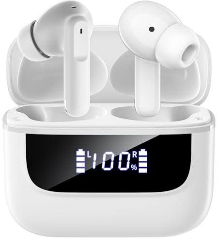 Wireless Earbuds, Bluetooth 5.4 In Ear Headphones HiFi Stereo Deep Bass Ear Buds 6 Mic ENC Noise Cancelling Clear Calls 48H Playtime Earphones LED Power Display IPX7 Waterproof, for Android iOS