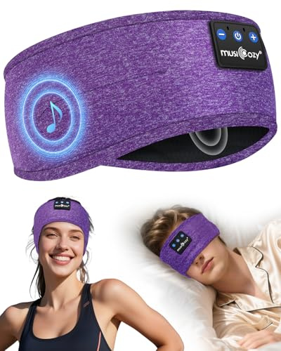 MUSICOZY Sleep Headphones Headband Bluetooth 5.4 Cool for Sleep & Sport | Comfortable Wireless Headband Earphones W/ Ultra-Thin Speakers. Perfect For Side Sleepers, Yoga, Travel & Relax. Great Gift.