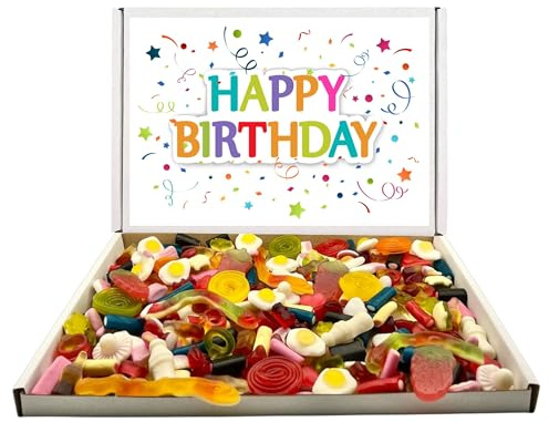 Happy Birthday Assorted Favourites Pick n Mix Sweets Letterbox Gift Selection 800g, Quality Popular Choices with Matching Gift Card (800g Jelly Mix)