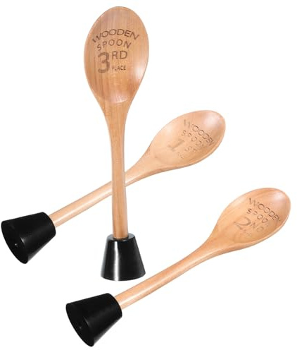 VINTORKY 3 pièces Set de Trophées Cuillères Bois Gravées Prix pour Concours Cuisine Pâtisserie et Cook-Off Trophées Chef Cuisine Décoratifs Bois pour Compétitions Culinaires