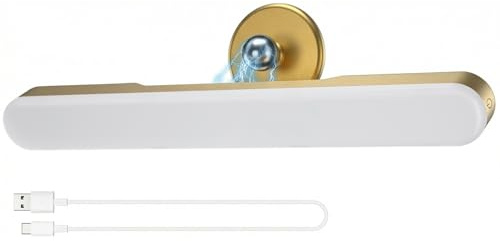 LED schminktisch beleuchtung, Vanity Mirror Licht, Schminktisch Lampe | Dimmbar, 4000mAH Wiederaufladbar Spiegel Beleuchtung Ohne Kabel, Tragbare Abnehmbare 360°Drehung Spiegellampe (Gold)