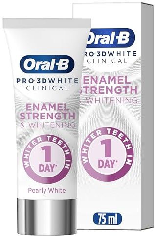 Oral-B Pro 3D White Clinical, Enamel Strength & Whitening, Whiter Teeth in 1 Day, Whitening Toothpaste 75ml